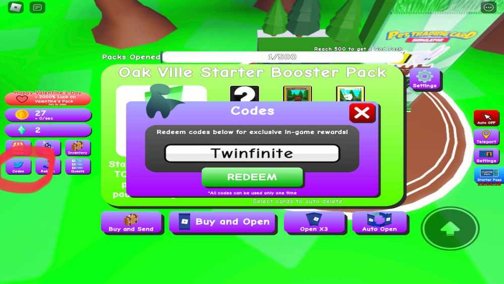 All codes in Pet Trading Card Simulator on Roblox