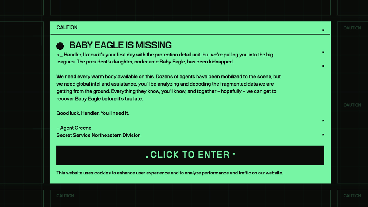 Baby Eagle is Missing start screen
