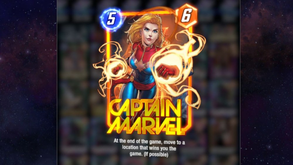 Captain Marvel card in Marvel Snap.