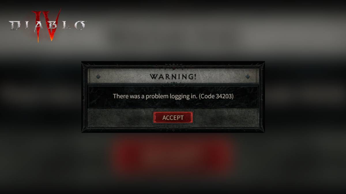 Diablo 4 problem logging in error 34203