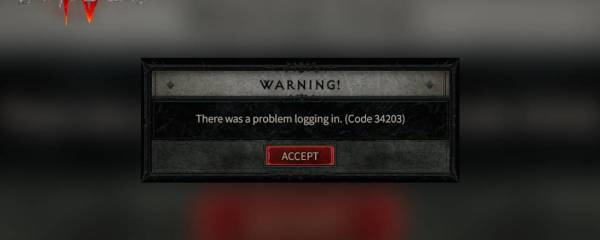 Diablo 4 problem logging in error 34203