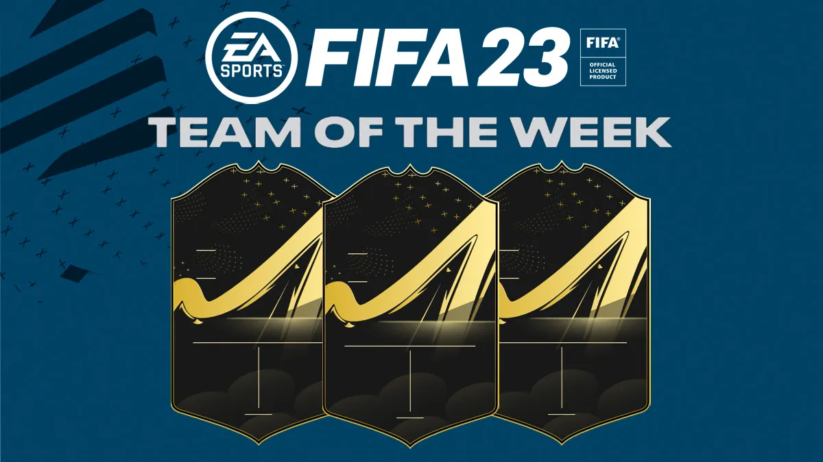 FIFA 23 Team of the Week cards on blue background