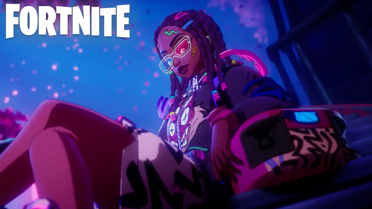 Fortnite character next to game logo
