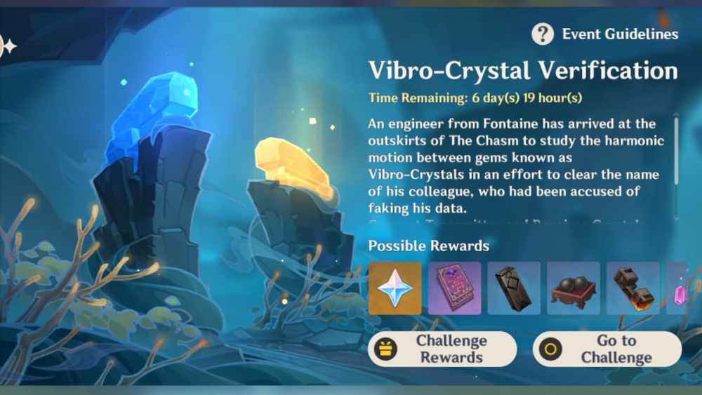 Genshin Impact Vibro-Crystal Verification Event combinations and rewards