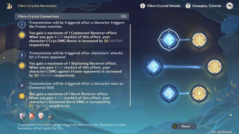 Genshin Impact best crystal combination level five in Vibro-Crystal Verification Event