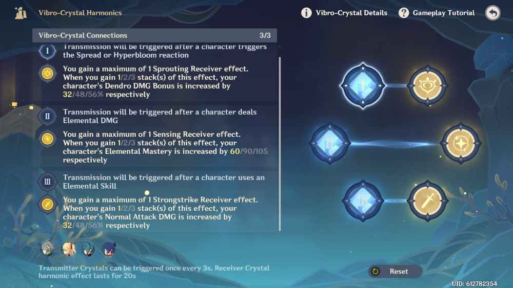 Genshin Impact best crystal combination level six in Vibro-Crystal Verification Event