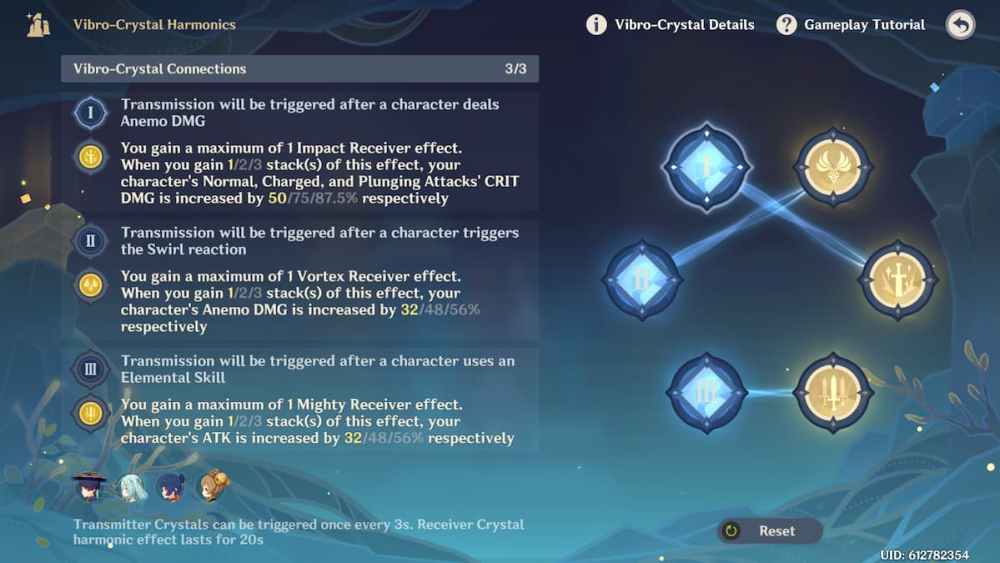 Genshin Impact best crystal combination level two in Vibro-Crystal Verification Event