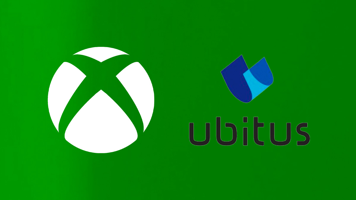 Xbox Logo. next to Ubitus on Green Background