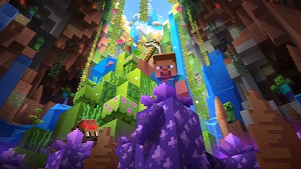 Minecraft promo art for Caves and Cliffs update