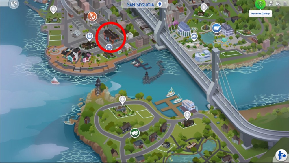 Movie theater location on the Sims 4 map.