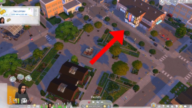 Movie theater location in San Sequoia Sims 4 Growing Together.