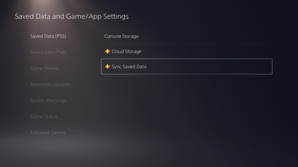 Saved Data and Game/App Settings Screen