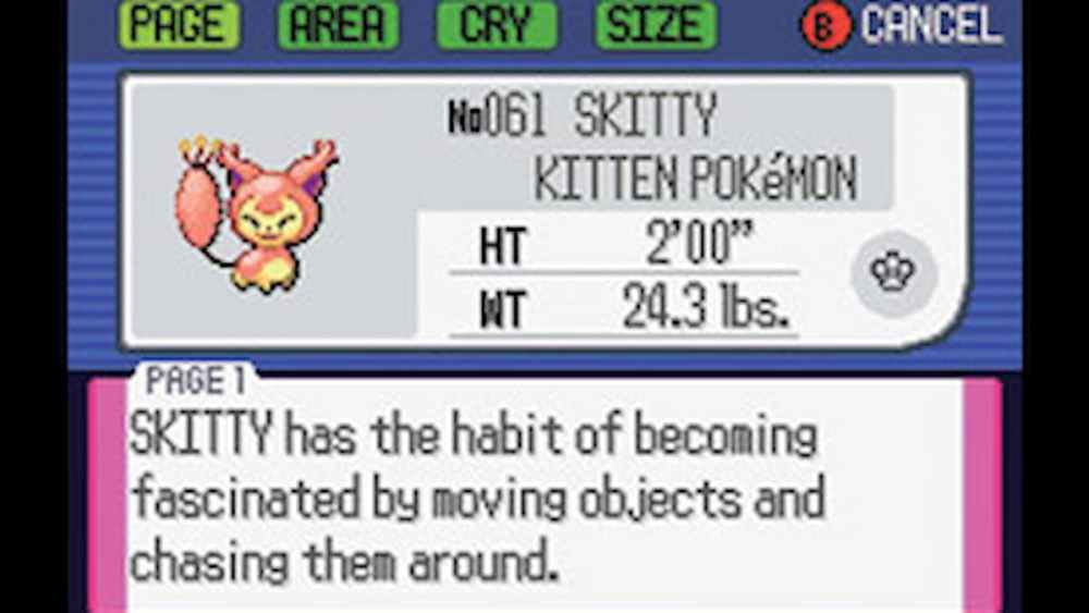 Skitty in Contests is one of the best things about Pokemon Ruby and Sapphire.