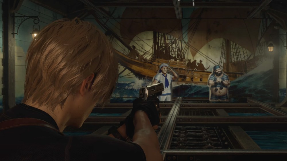 Leon at the Shooting Range in Resident Evil 4 Remake