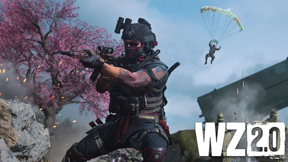 Warzone 2 character aiming down sights with gun