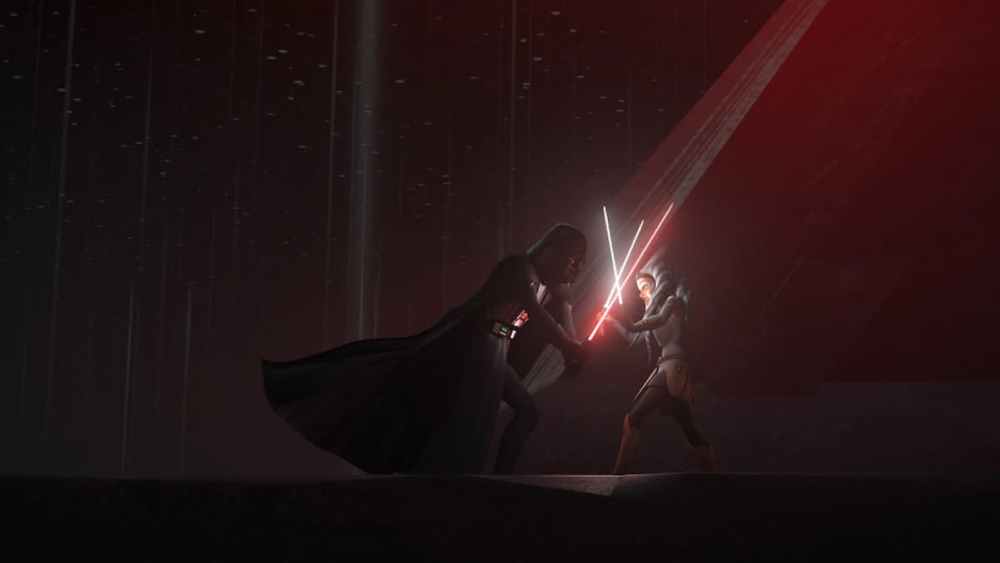 Ahsoka fights Darth Vader in the Rebels Season 2 finale.