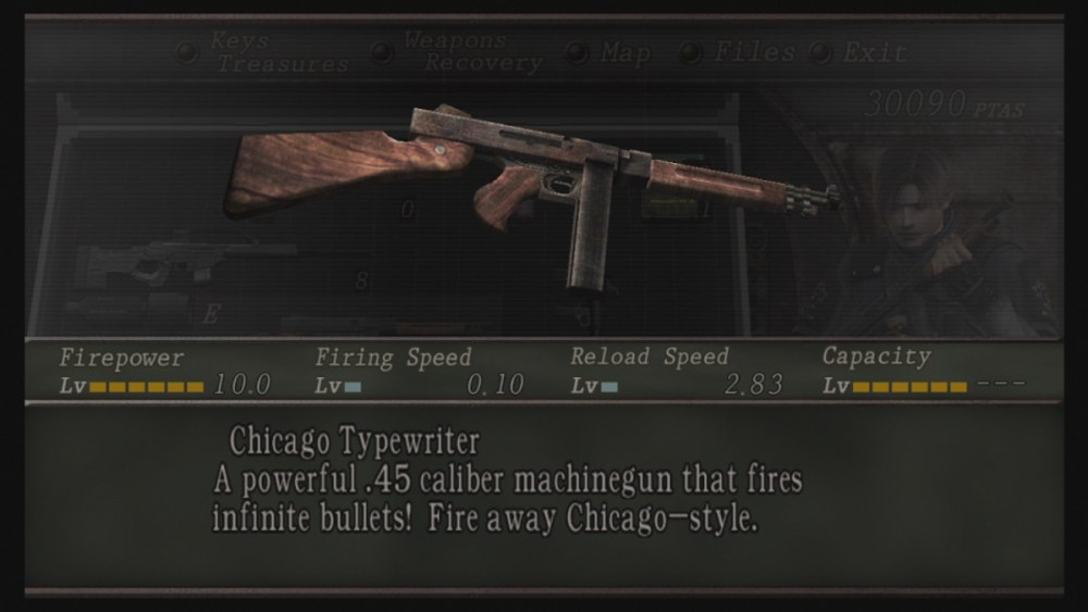 Resident Evil 4 Remake the original version of the Chicago Typewriter.