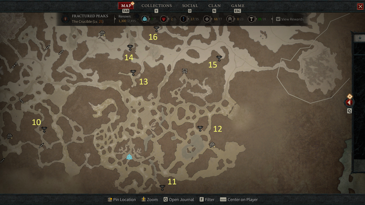 All Fractured Peaks Altars Of Lilith Locations In Diablo 4 Beta   Diablo4 Altar Map 2 