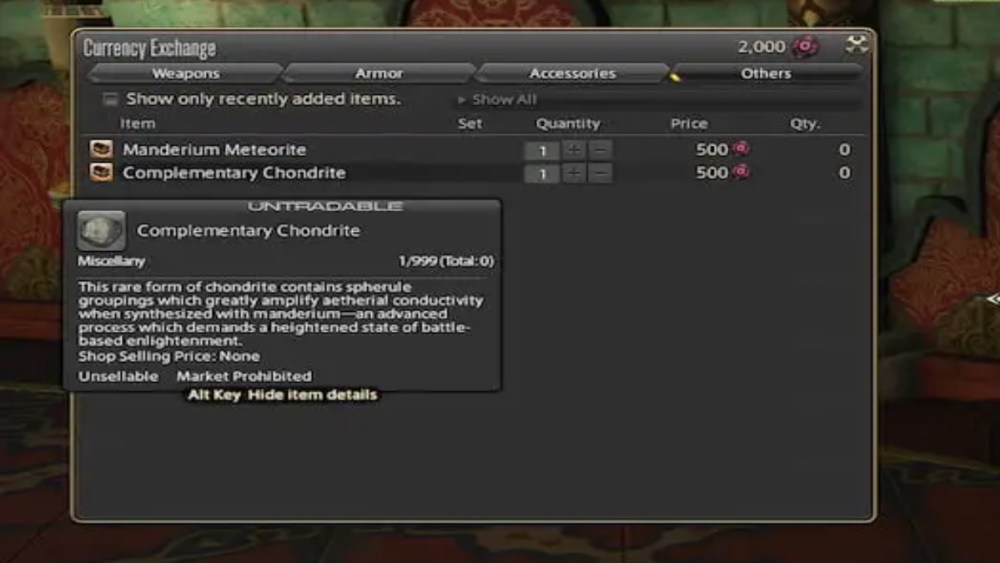 Final Fantasy XIV how to obtain chunks of complementary chrondrite.