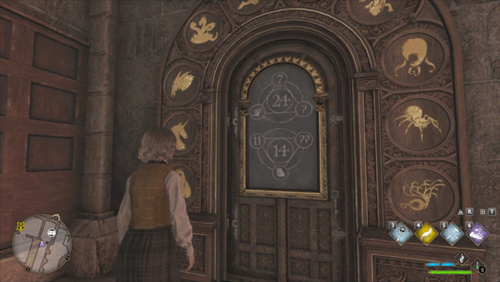 Hogwarts Legacy how to solve the Great Hall Arithmancy Door Puzzle.