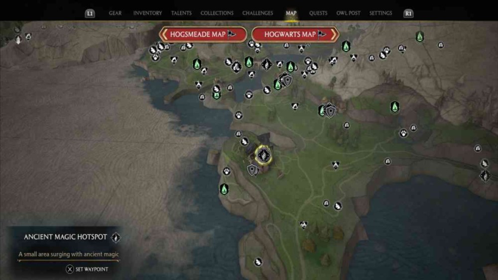 Hogwarts Legacy how to find the ancient magic hotspot in manor cape. 