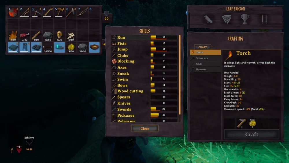 how to check your skills in valheim