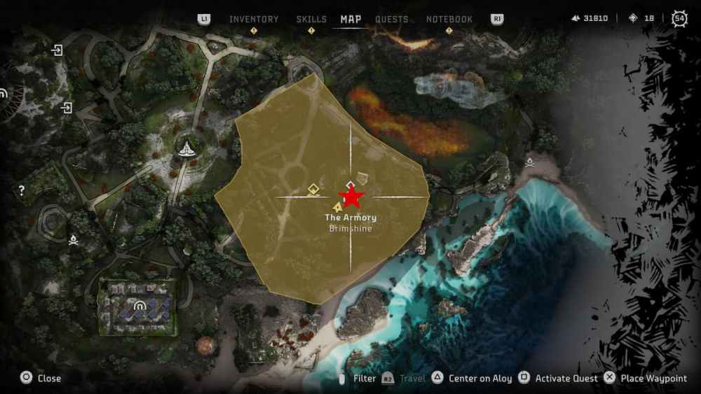 The Armory Map Waypoint in Burning Shores