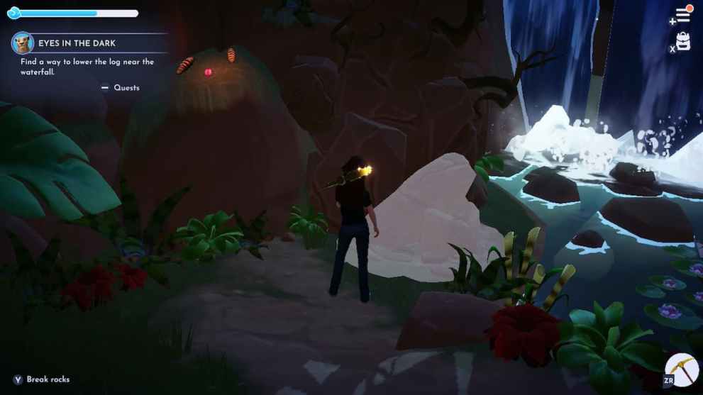 Lower the Log Near the Waterfall Task in Nala Eyes in the Dark Quest