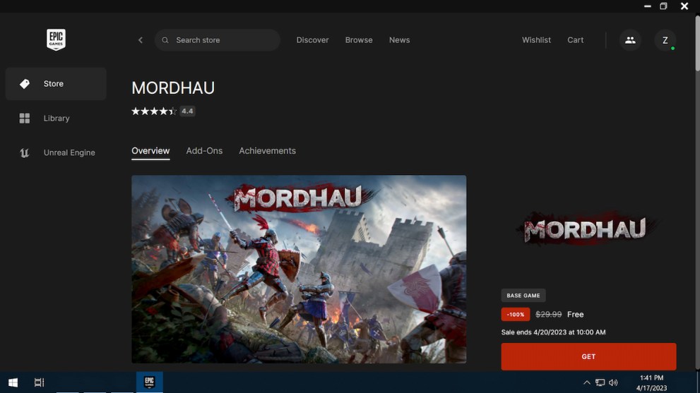 Mordhau Epic Games Store Page