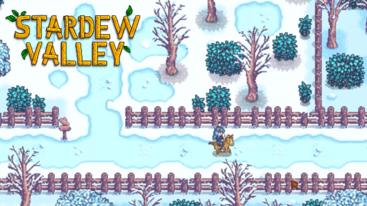Stardew Valley snowy image with logo in top left