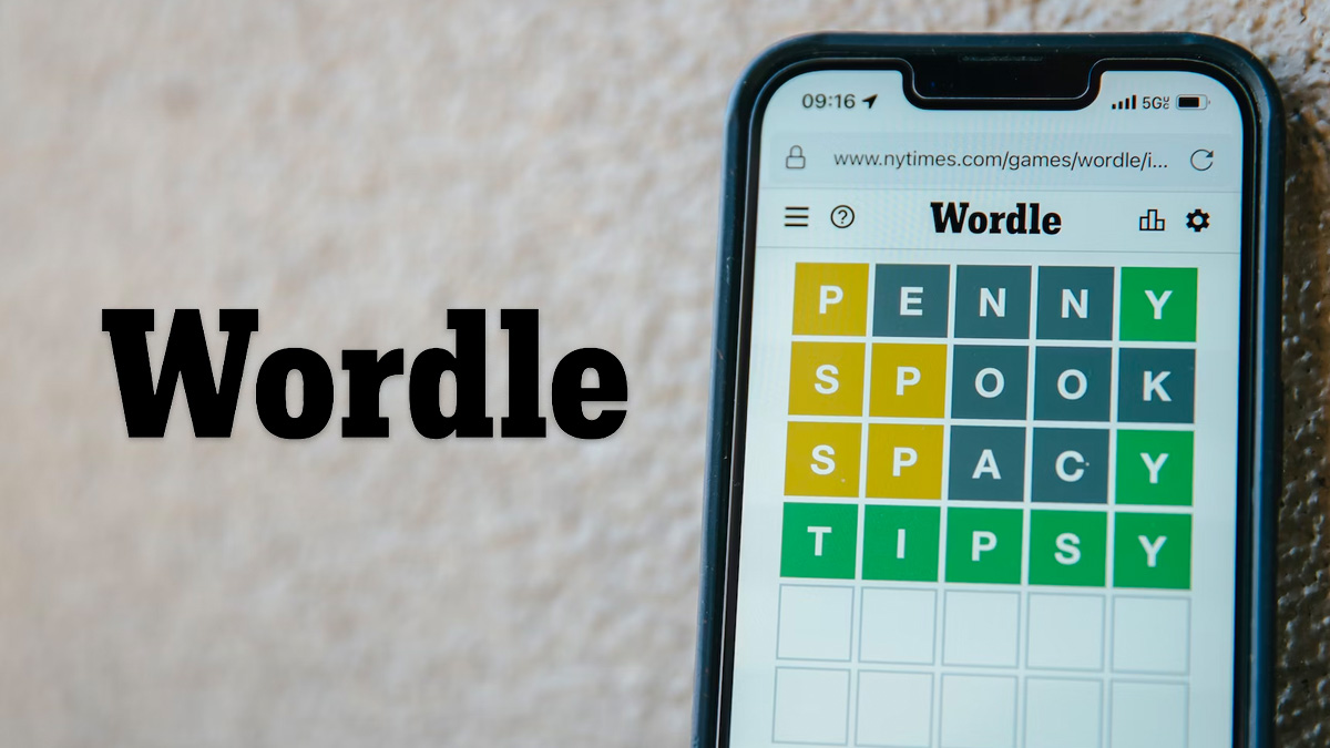Wordle logo next to Wordle on a phone