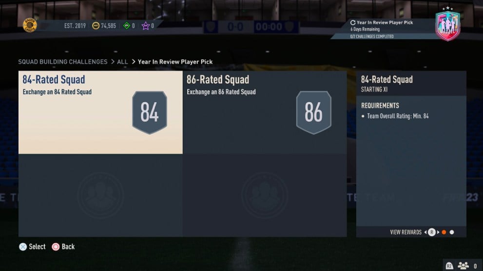 FIFA 23 Year in Review Player Pick SBC requirements screengrab 