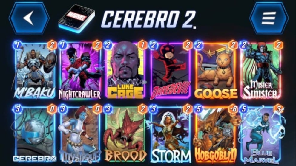 Cerebro 2 Deck Marvel Snap