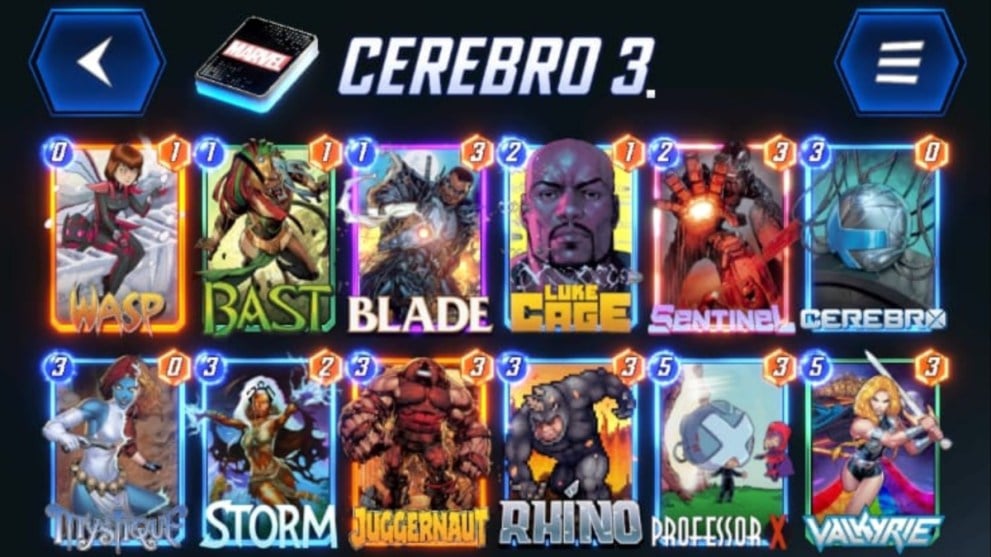 Cerebro 3 Deck Marvel Snap