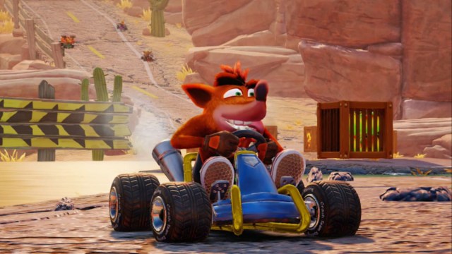 Crash Bandicoot racing in Crash Team Racing