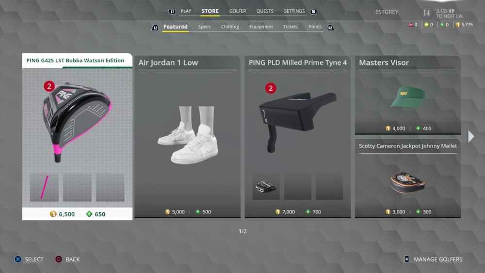 ea sports pga tour unlock equipment