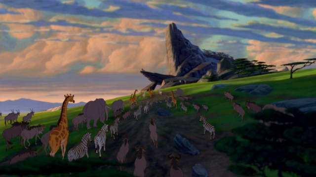 Animals in the Pride Lands in The Lion King.