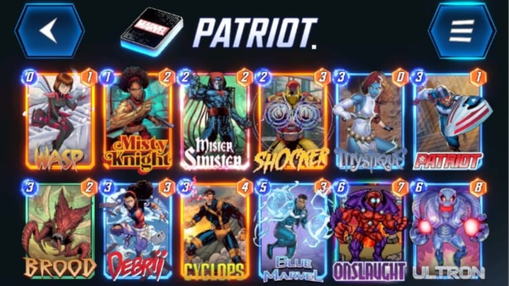 Patriot deck in Marvel Snap