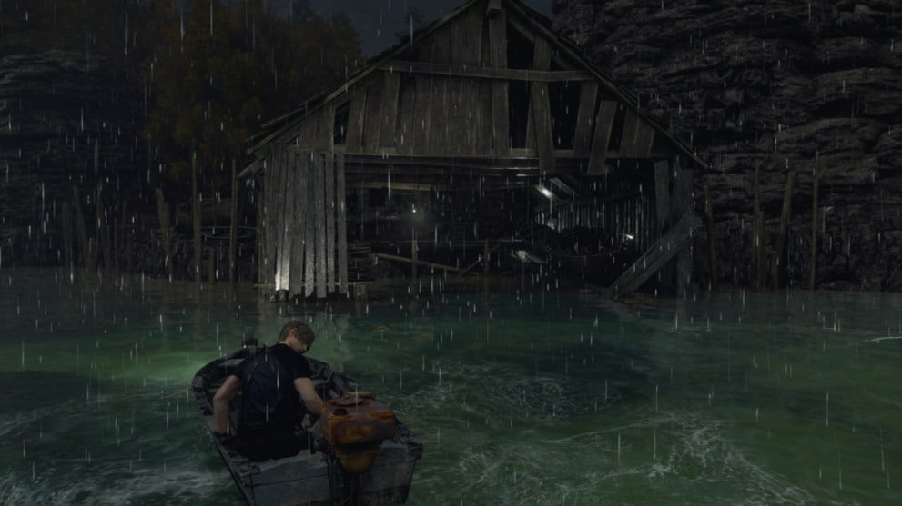 Resident Evil 4 Remake how to find and kill the Lunker Bass for the Catch Me a Big Fish Merchant Request.