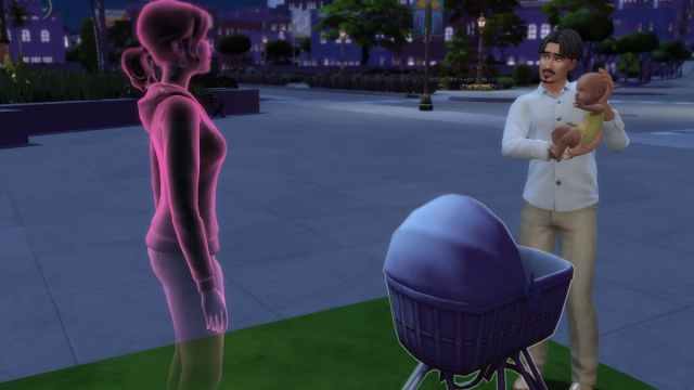 A widow remembers their lost spouse in Sims 4