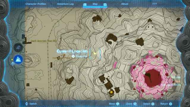 Death Mountain West Tunnel Map Waypoint in Legend of Zelda: Tears of the Kingdom