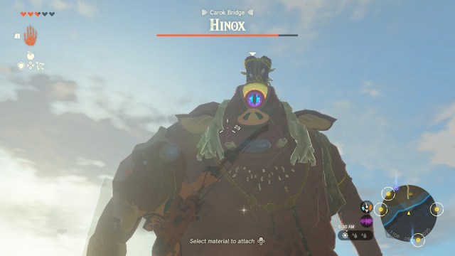 Link aiming bow at Hinox Legend of Zelda Tears of the Kingdom