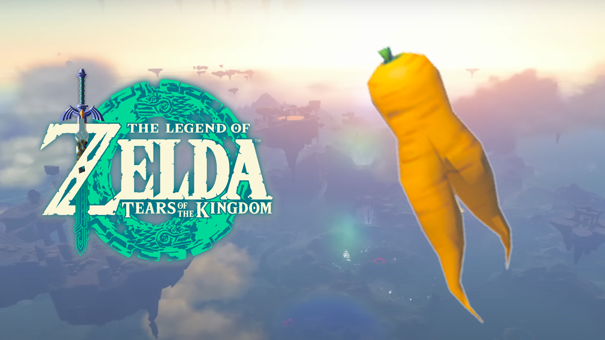 Zelda Tears of the Kingdom logo next to Endura Carrot on TOTK background