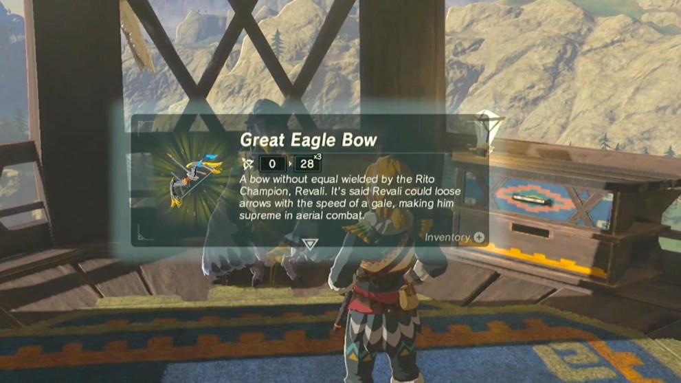 Great Eagle Bow being earned in Zelda: Breath of the Wild