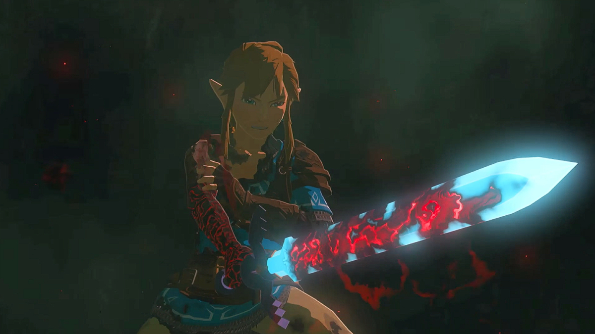 Master Sword being held by Link in TOTK