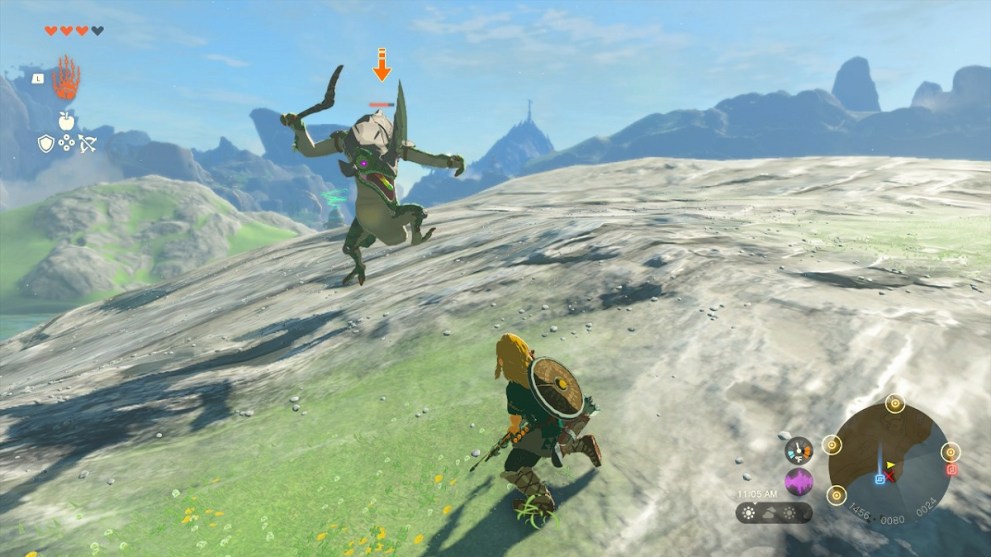 a lizalfos with a boomerang in zelda tears of the kingdom