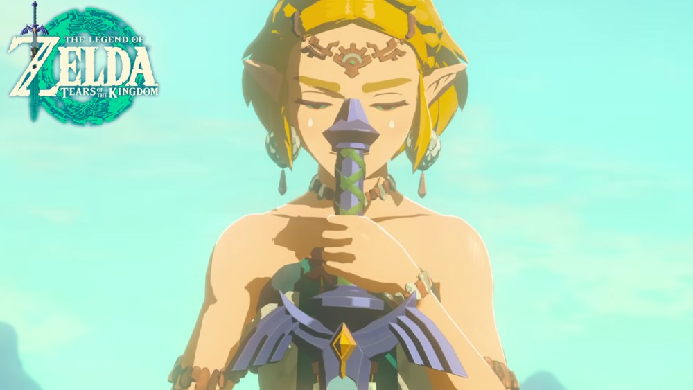 Zelda tenant l'épée maîtresse dans Tears of the Kingdom