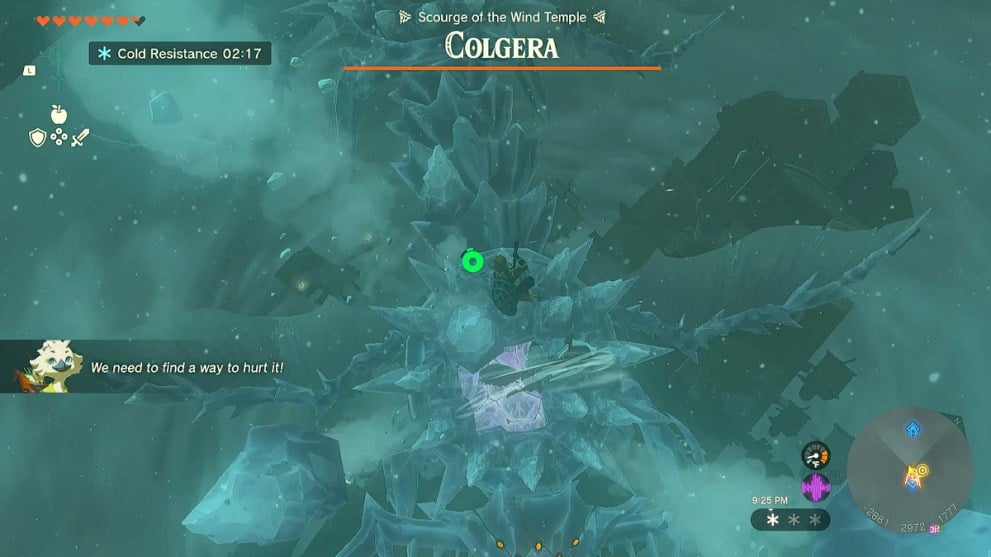 Link dives toward Colgera's weak spot in Zelda TOTK.