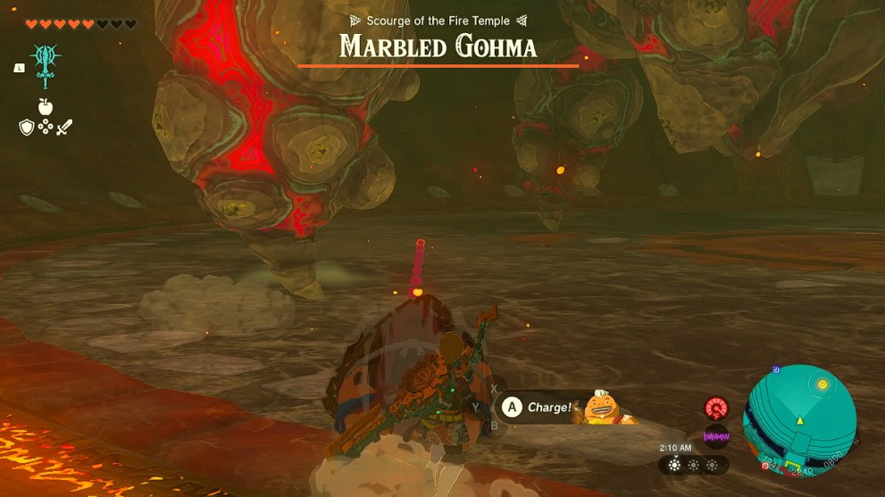 Link attack Marbled Gohma in Zelda TOTK.