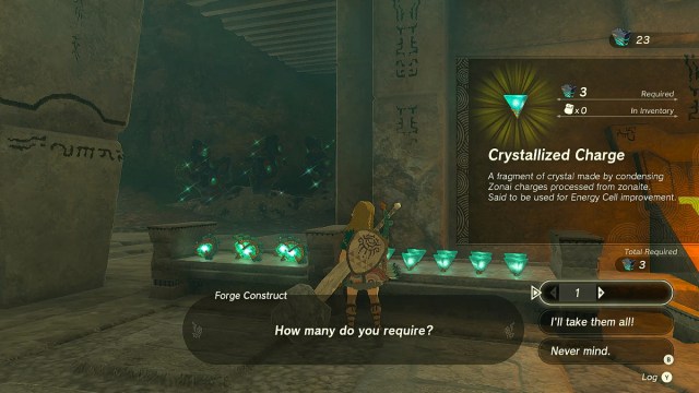 Zelda TOTK Crystalized Charge.